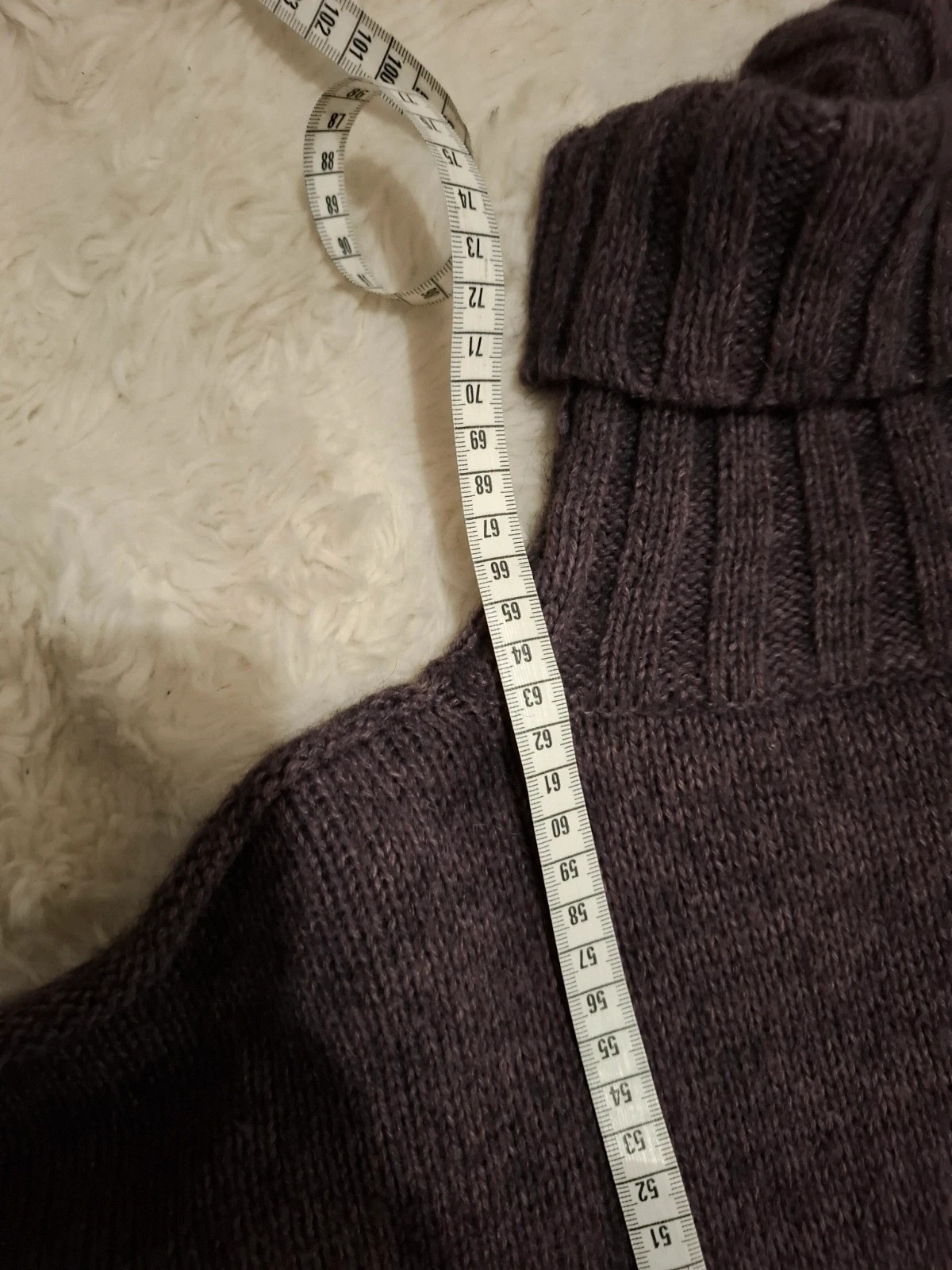 Pull col montant / roulé en maille - Violet prune - Motifs torsades - Taille unique / M – Vintage – taille M / 38 / 10 5