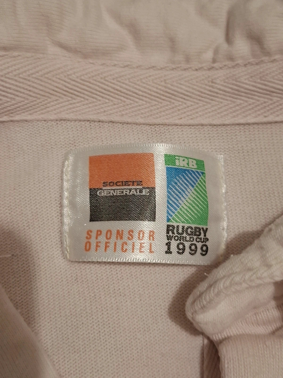 Maillot / Polo de rugby vintage officiel Coupe du Monde 1999 - Rayé blanc et rouge - Taille XL – Vintage – taille XL 3
