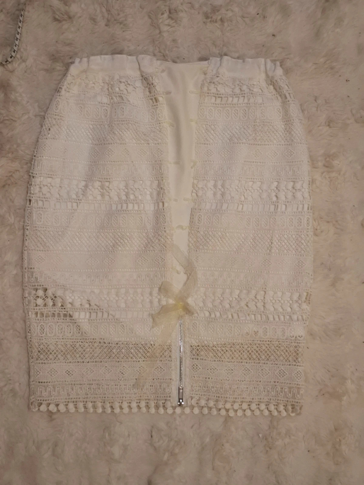 Jupe droite en dentelle Morgan - Blanc - Fermeture éclair apparente - Taille 38 – Morgan – taille M / 38 / 10 3
