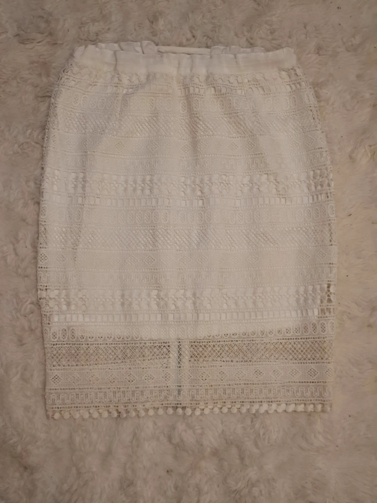 Jupe droite en dentelle Morgan - Blanc - Fermeture éclair apparente - Taille 38