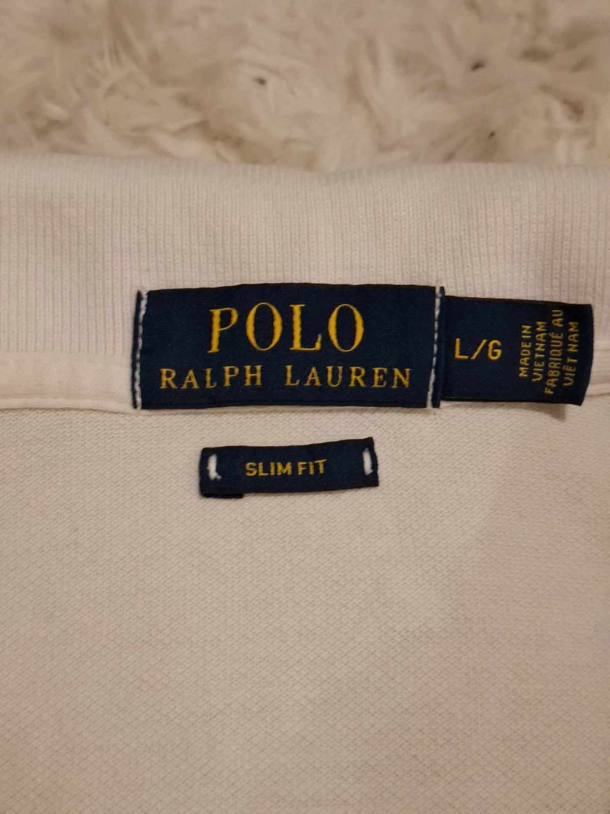 Polo slim fit Ralph Lauren - Blanc - Logo brodé marine - Taille L – Ralph Lauren – taille L 3