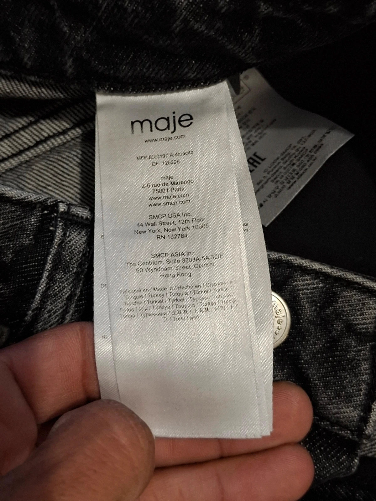 Jean droit / mom Maje - Anthracite délavé - Taille 34 – Maje – taille XS / 34 / 6 3