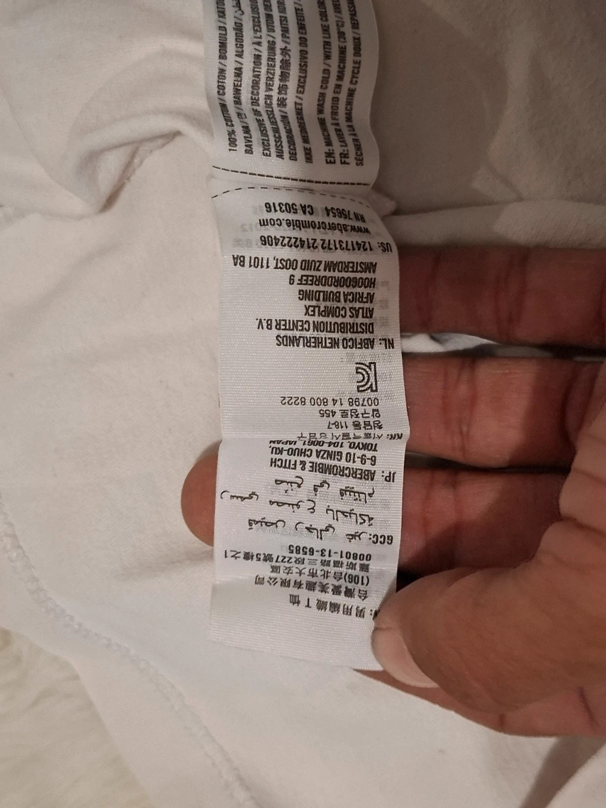 T-shirt à manches courtes Abercrombie & Fitch - Blanc - Broderie logo orignal - Taille L – Abercrombie & Fitch – taille L 5