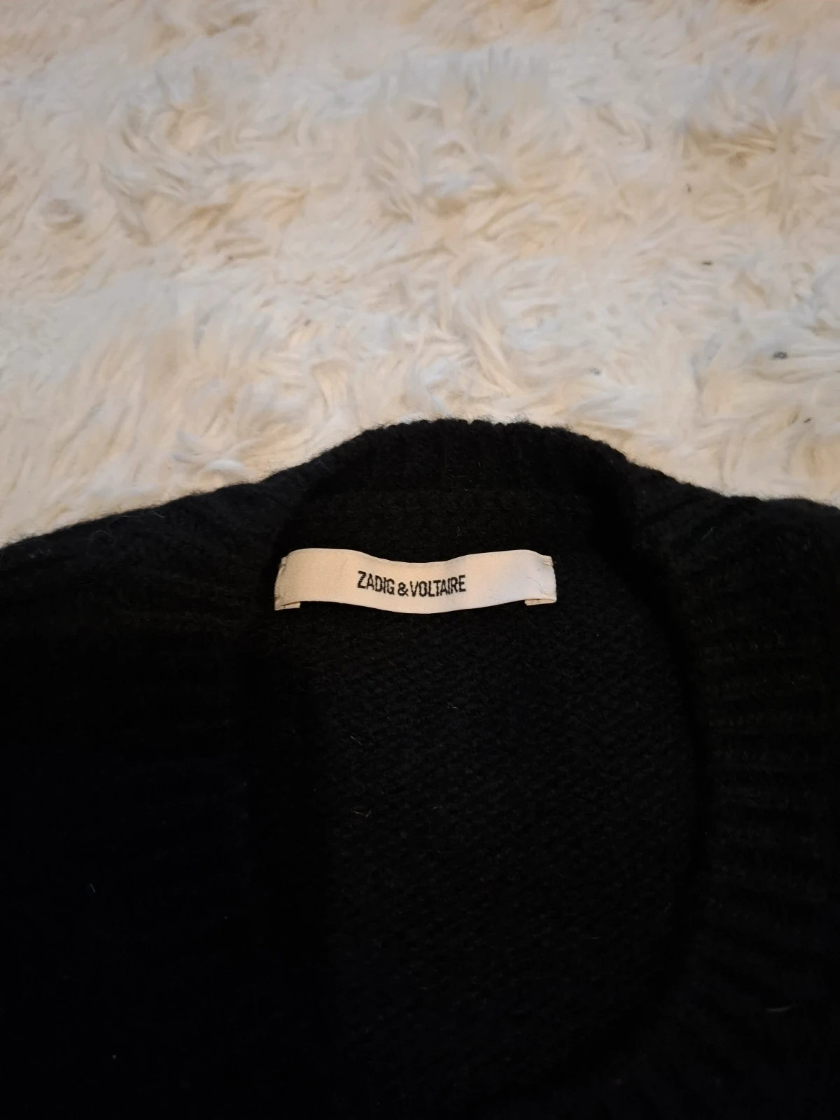 Pull en maille Zadig & Voltaire - Noir - Motif "ART" blanc - 100% Laine Mérinos RWS - Taille M – Zadig & Voltaire – taille M / 38 / 10 3