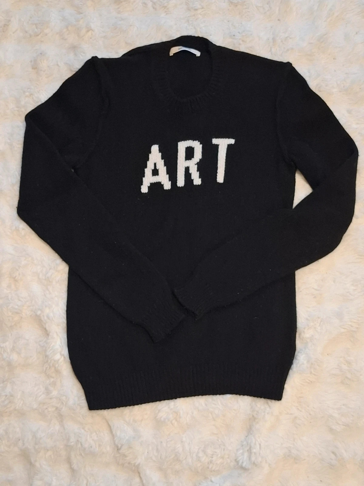 Pull en maille Zadig & Voltaire - Noir - Motif "ART" blanc - 100% Laine Mérinos RWS - Taille M