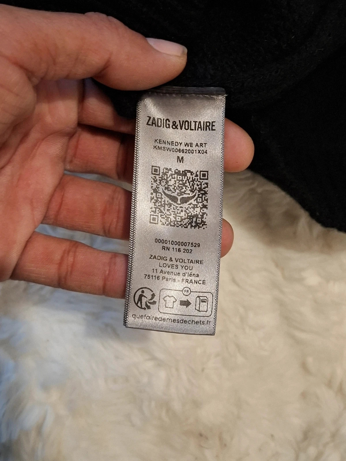 Pull en maille Zadig & Voltaire - Noir - Motif "ART" blanc - 100% Laine Mérinos RWS - Taille M – Zadig & Voltaire – taille M / 38 / 10 4
