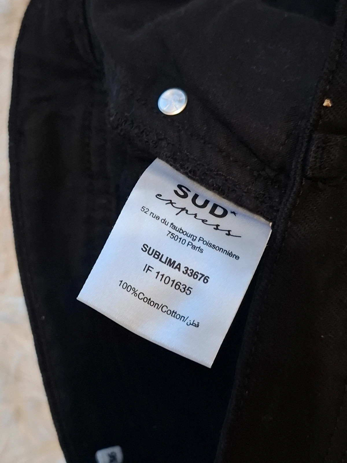 Short en jean Sud Express - Noir - Broderie étoiles - Taille 36 – SUD Express – taille S / 36 / 8 5