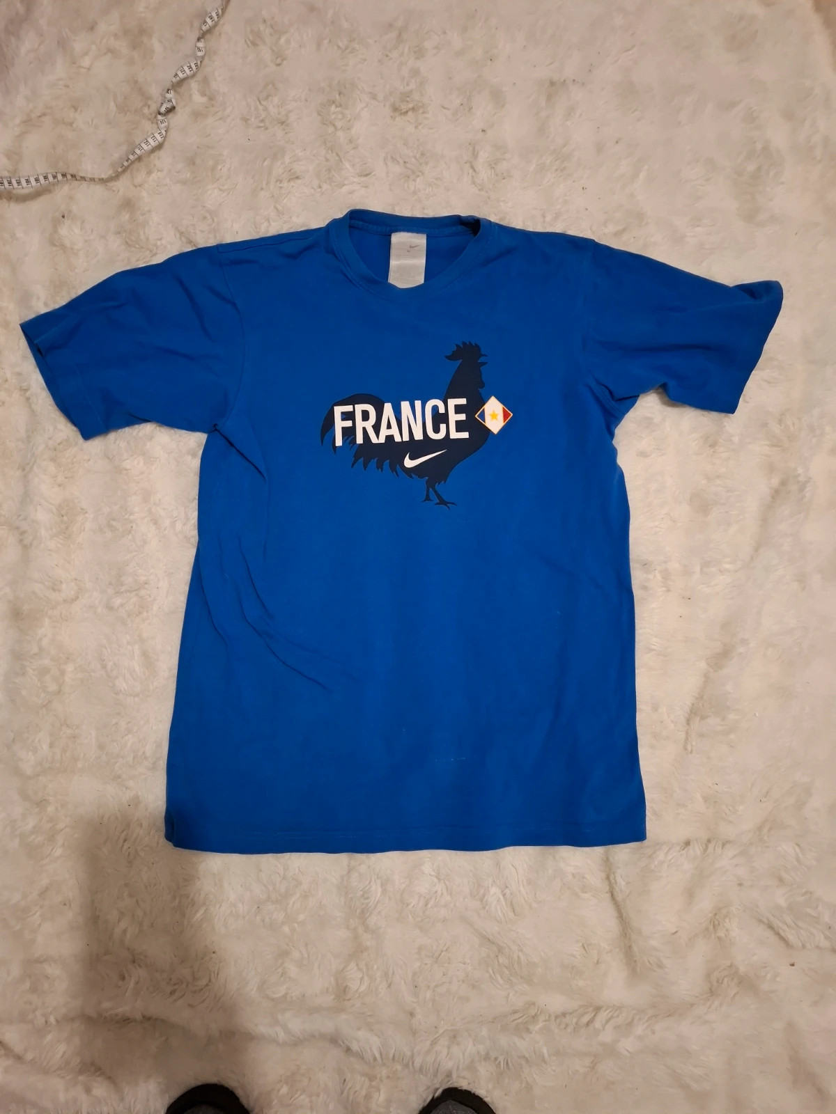 T-shirt vintage Nike Équipe de France - Bleu - Coq rétro et Swoosh - Taille M