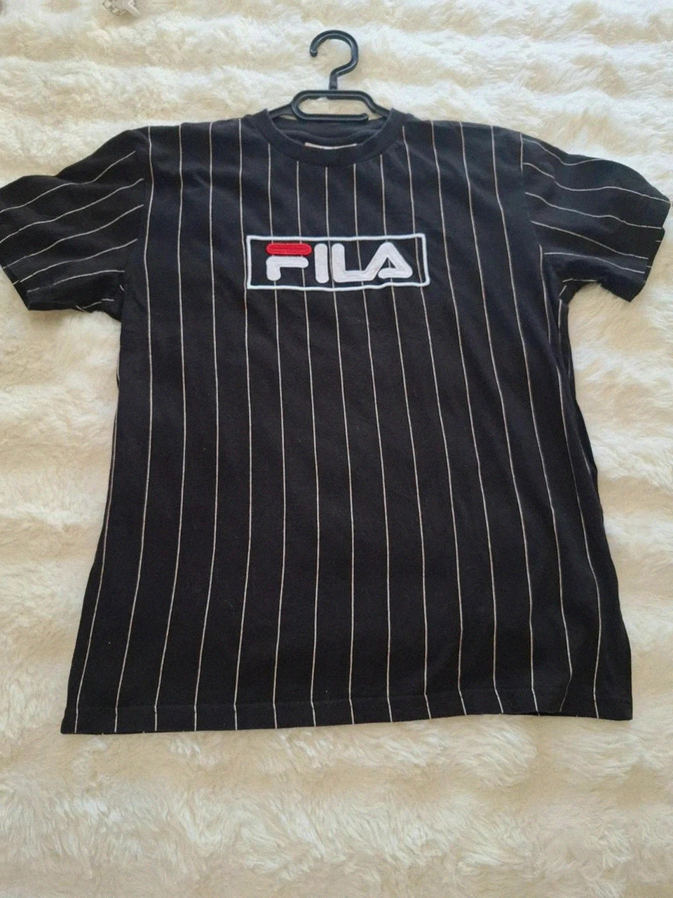 T-shirt noir rayé brodé à logo Fila - Taille XS