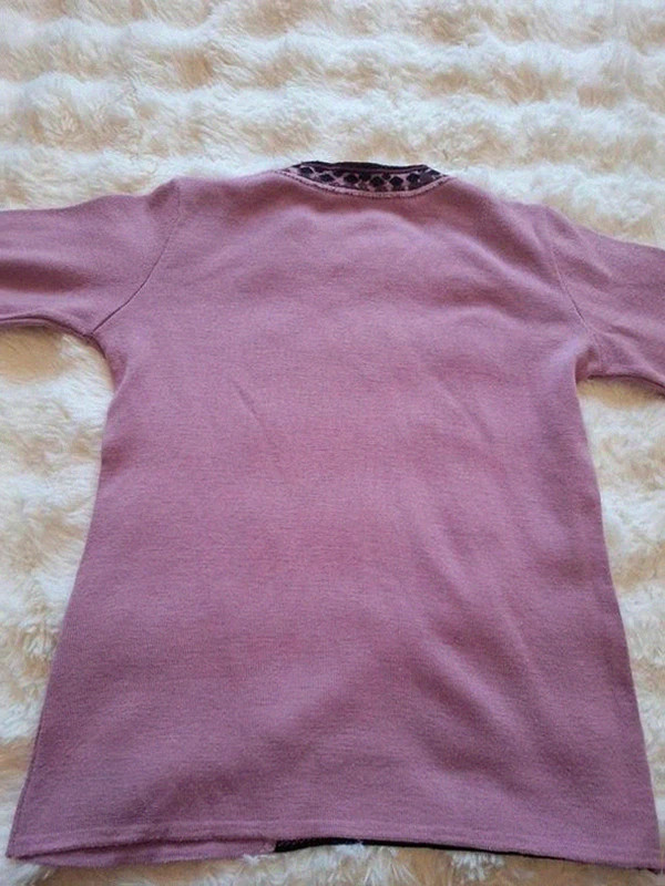 Pull léger Col Rond Rose Ancien / Vieux Rose Motif Géométrique T.40 / L – Vintage – taille L / 40 / 12 5