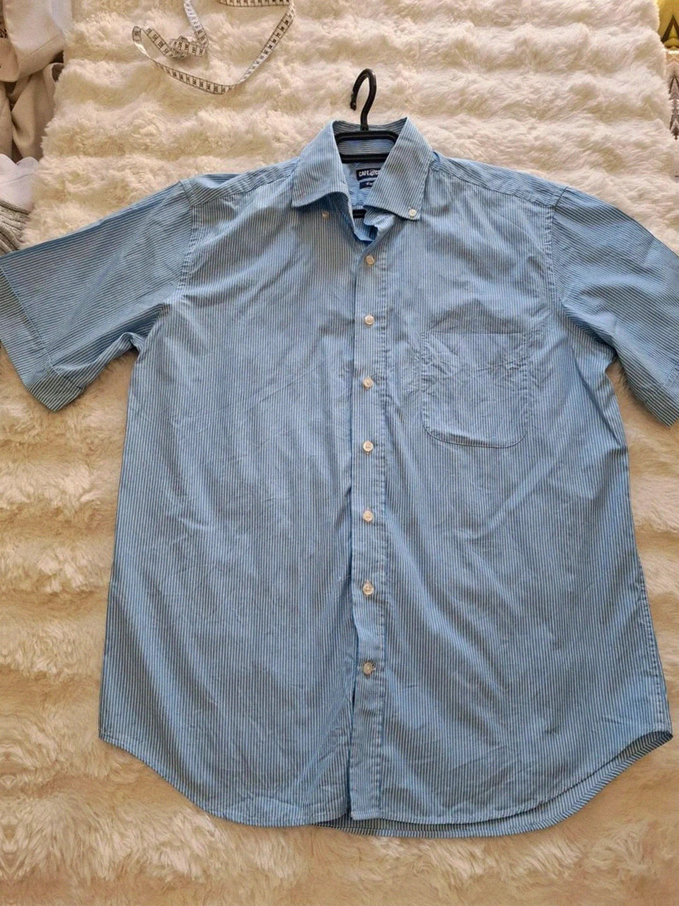 Chemise bleue et blanche rayée Cafè Coton manches courtes - Taille L (Exclusive) – Café Coton – taille L 2