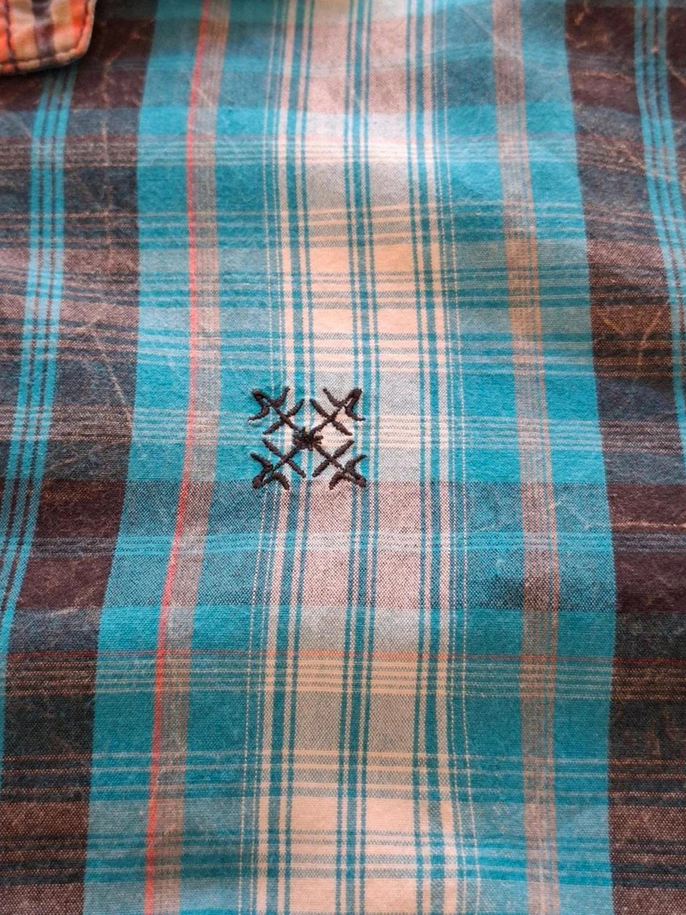Chemise à Carreaux Oxbow Noir et Bleu Manches Courtes - Taille L – Oxbow – taille L 3