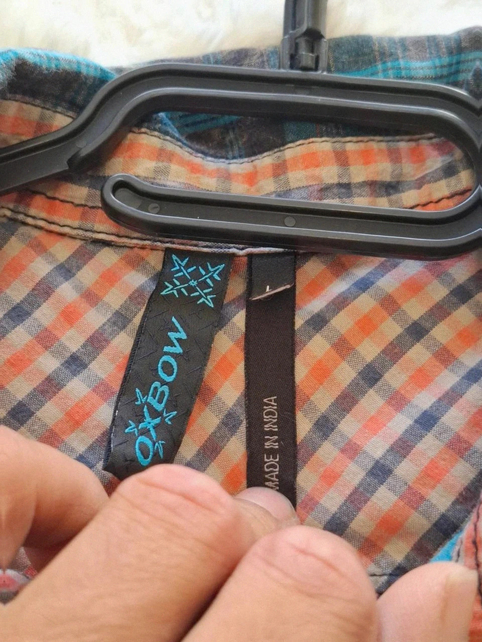 Chemise à Carreaux Oxbow Noir et Bleu Manches Courtes - Taille L – Oxbow – taille L 5