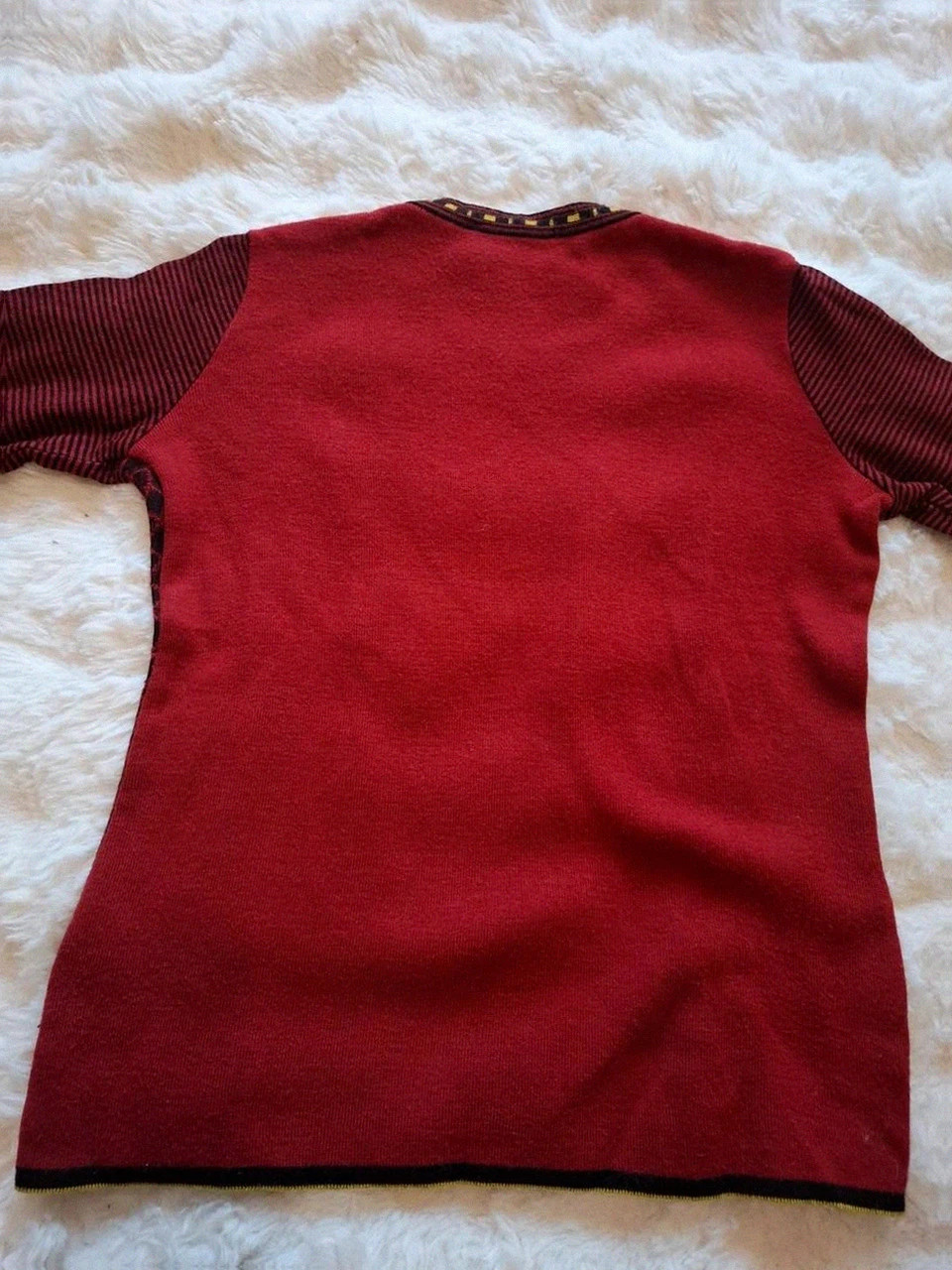 Pull fin / Pull-over Telmail Rouge et Noir Motifs Géométriques T.40 (M) – Vintage – taille M / 38 / 10 5