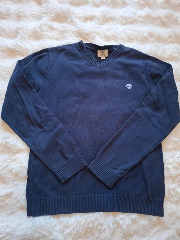Pull léger Col V Timberland Bleu Marine 14 Ans / 162 cm (Xs)