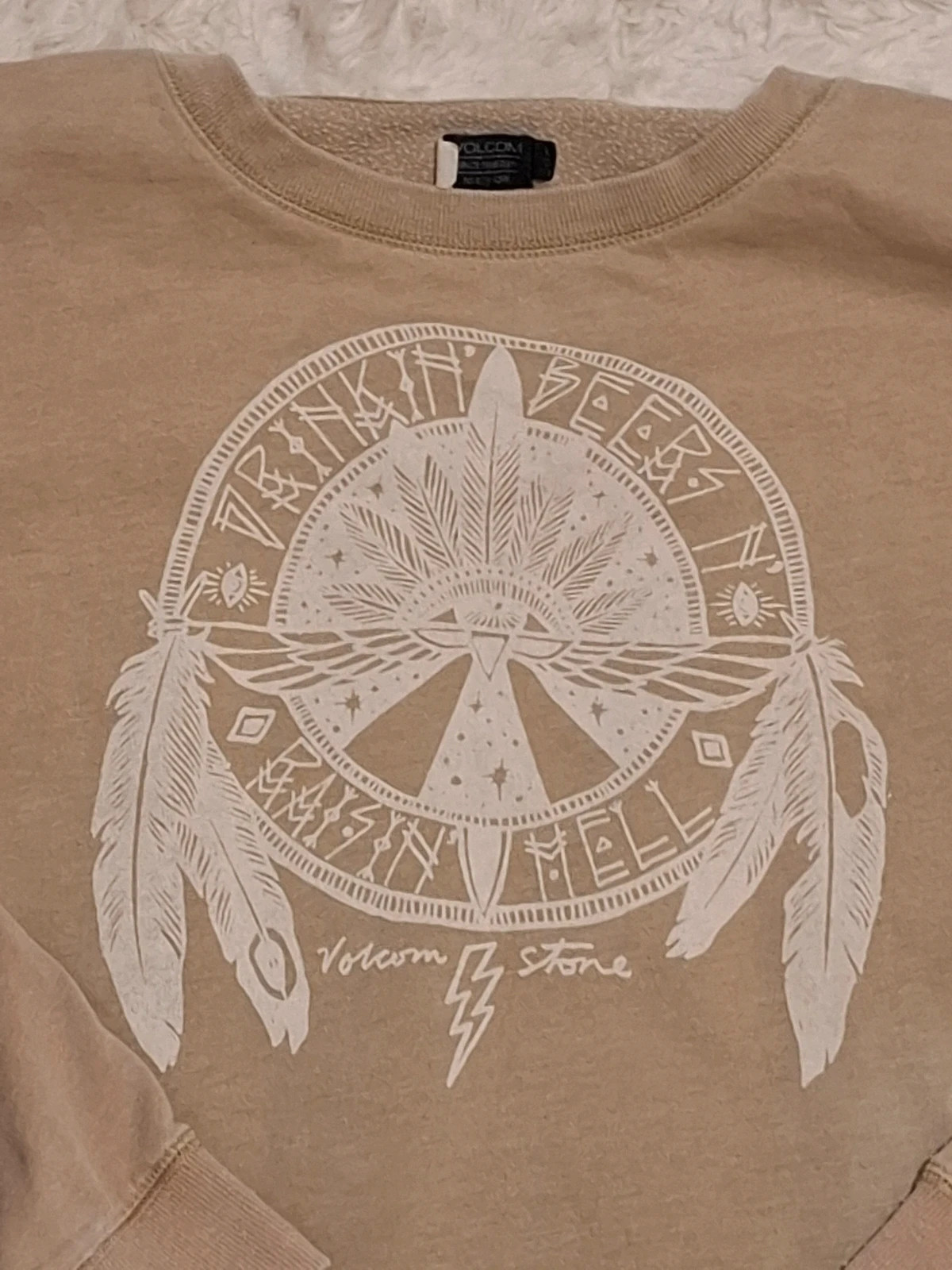 Sweat / Pull léger Volcom - Beige sable - Motif graphique et coupe asymétrique - Taille L – Volcom – taille L / 40 / 12 2