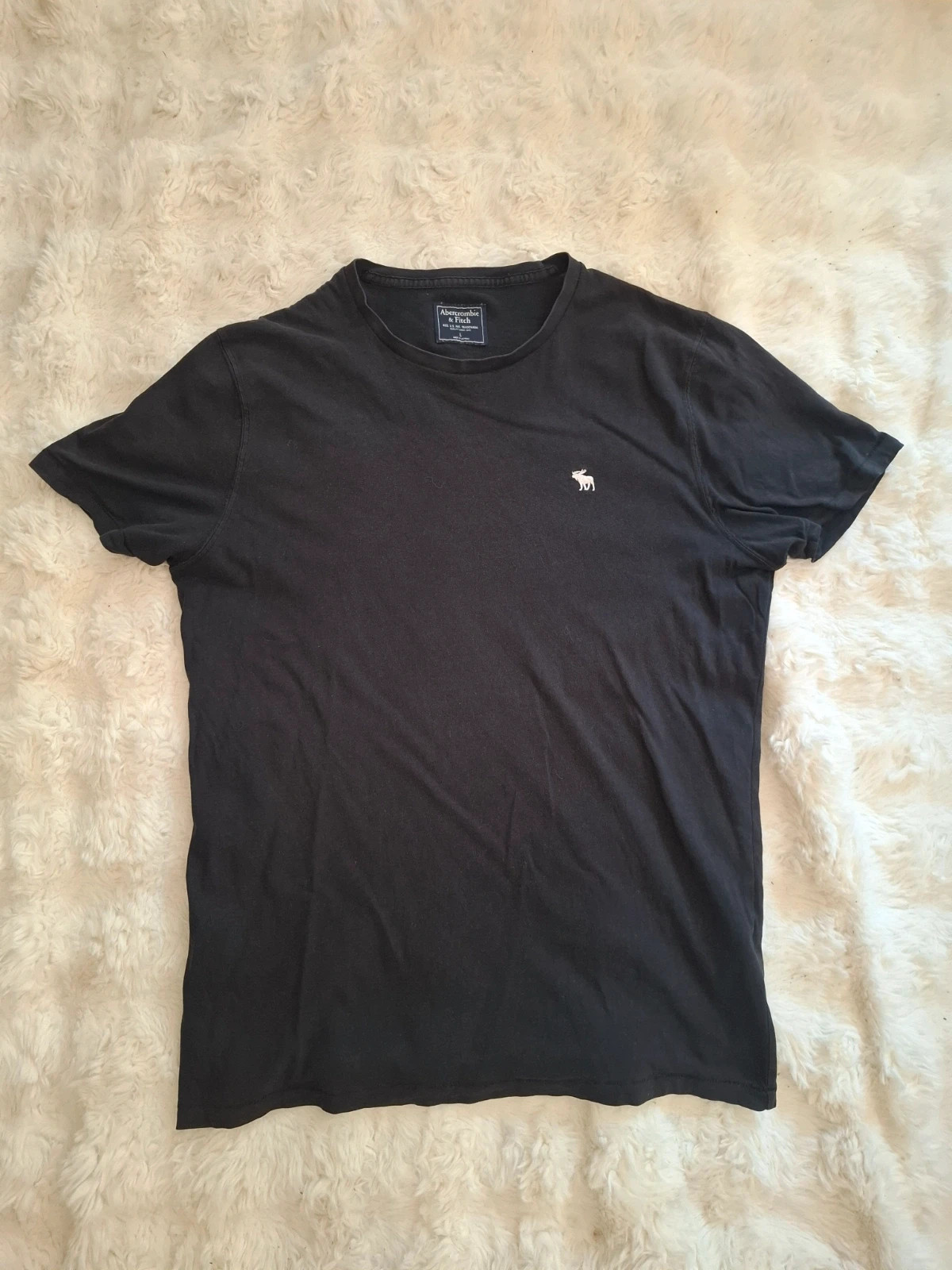 T-shirt basique Abercrombie & Fitch - Noir - Logo brodé - Taille L