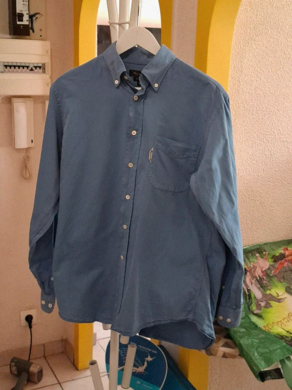 Chemise Manches Longues Rétro Façonnable - Denim / Bleu Clair - Taille 2 / 15R