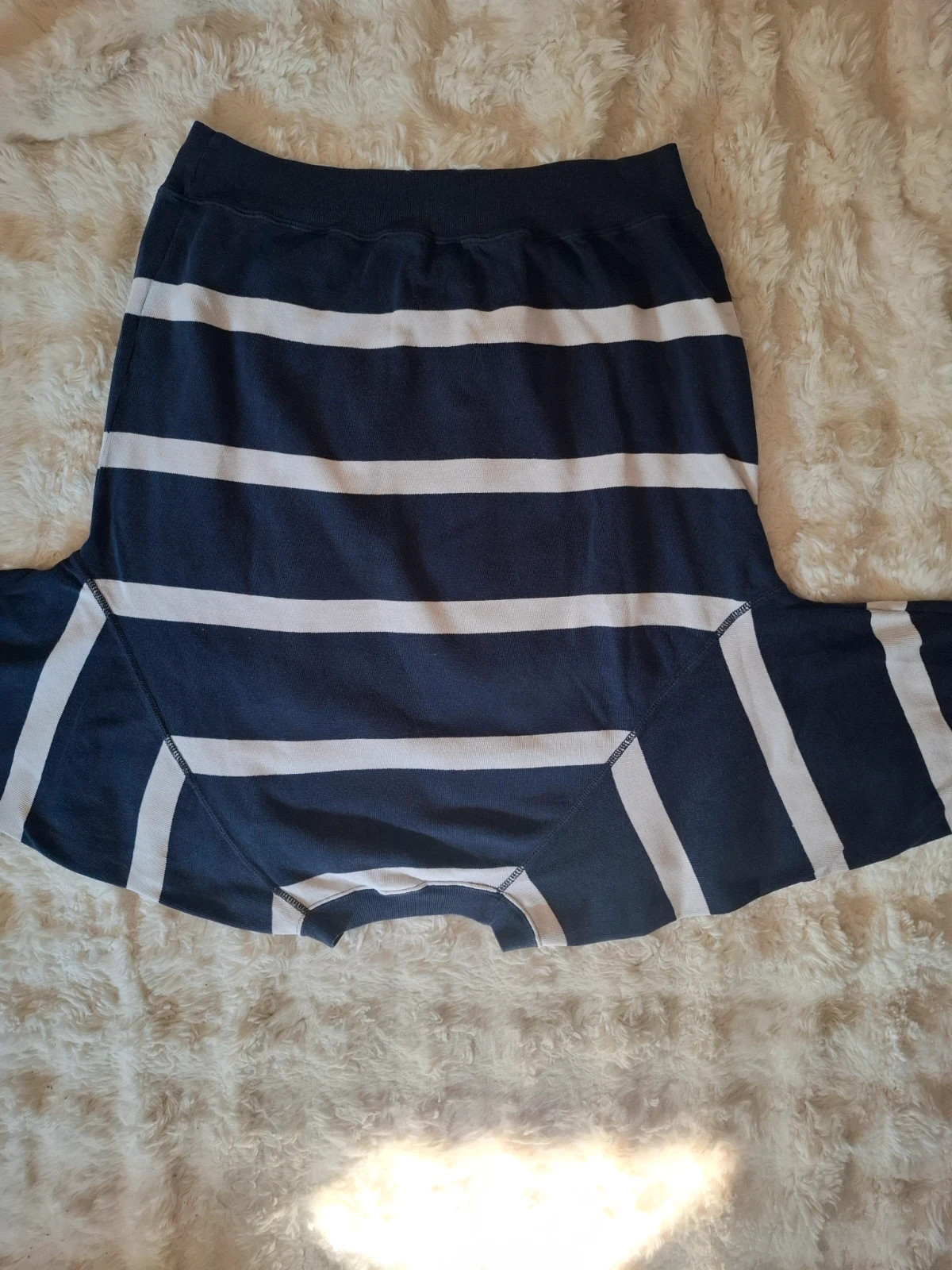 Sweat vintage Rugby Benetton - Rayé bleu marine et blanc - Broderie bras - Taille M – Benetton Rugby – taille M 5