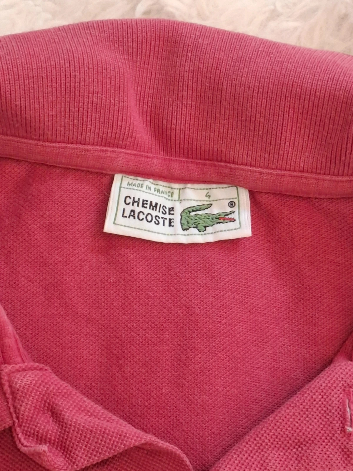 Polo vintage Chemise Lacoste - Rose / Framboise - Made in France - Taille 4 (M/L) – Lacoste – taille M 3