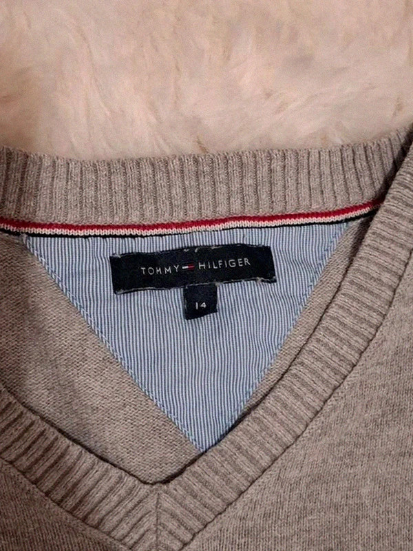 Pull-over Gris Tommy Hilfiger Col V en Cachemire et Coton Taille XS / 14 Ans – Tommy Hilfiger – taille XS 2