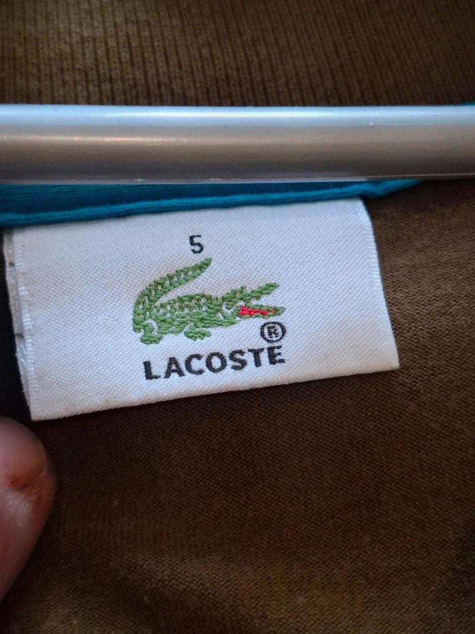 Polo vintage Lacoste bleu et vert olive en coton - Taille 5 / L – Lacoste – taille L 4