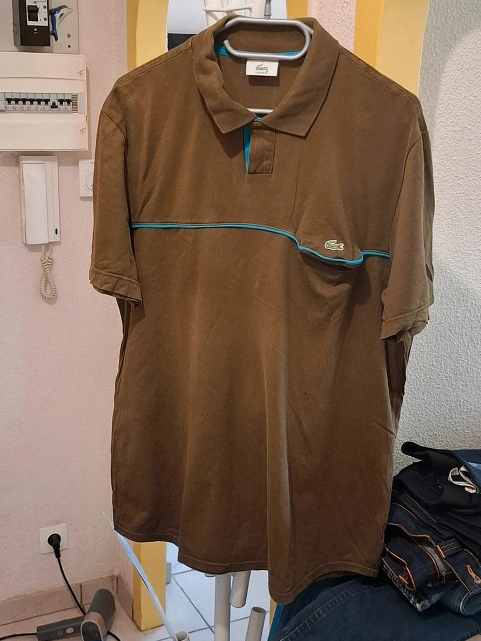 Polo vintage Lacoste bleu et vert olive en coton - Taille 5 / L – Lacoste – taille L 2