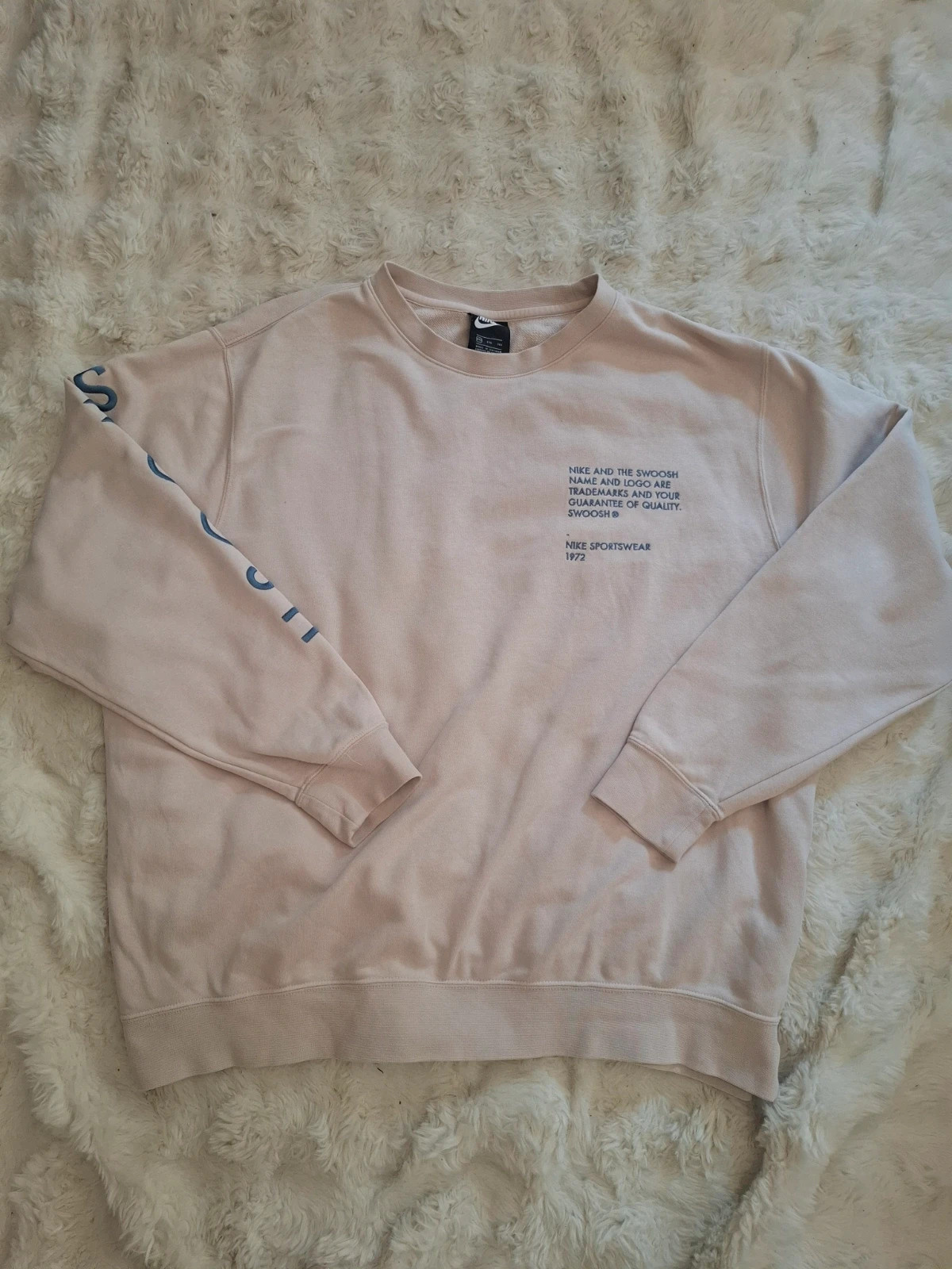 Sweat-shirt Nike Sportswear beige écru brodé Swoosh taille XXL