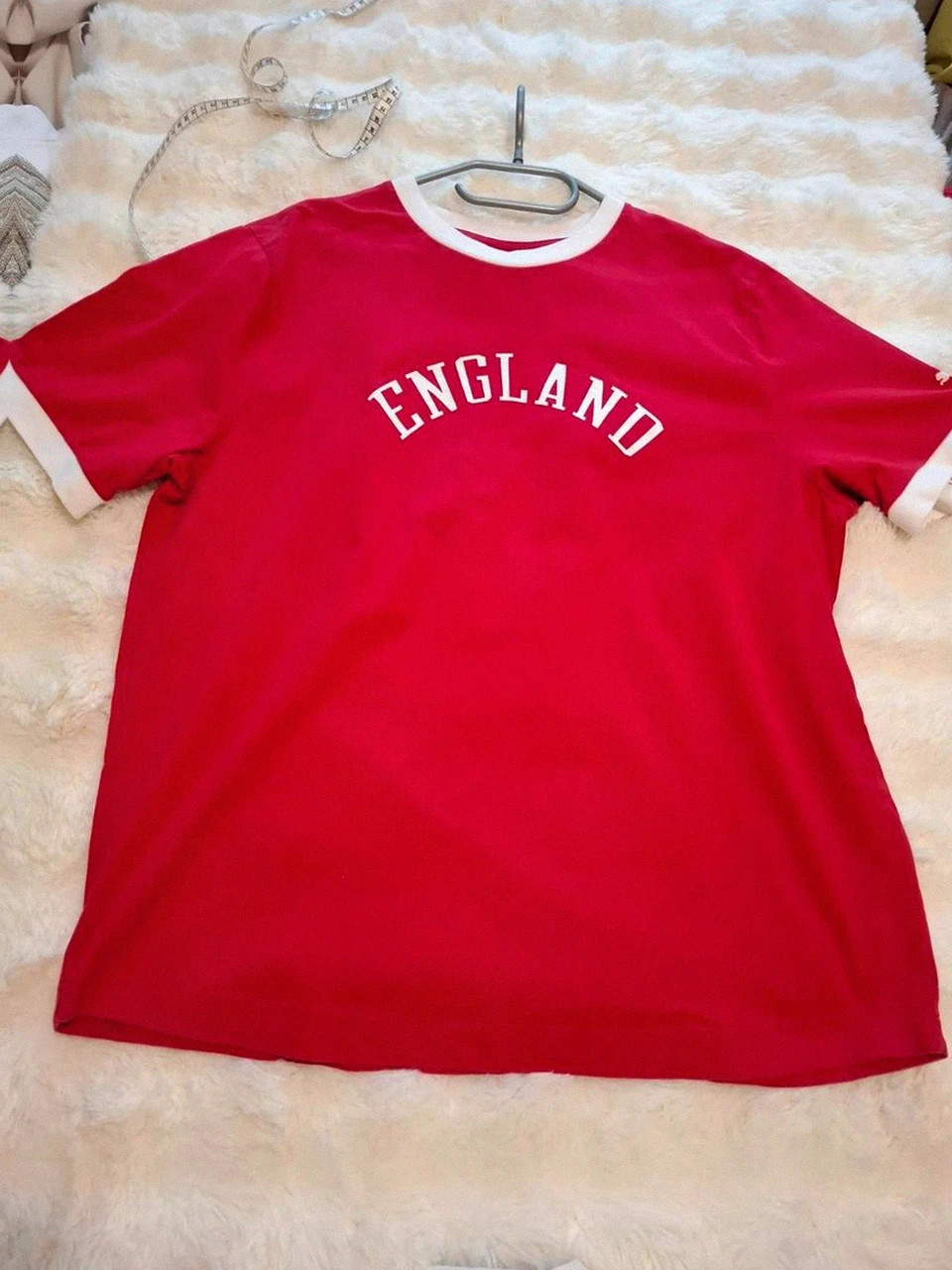 T-shirt vintage rouge Puma ringer "England" - Taille XL