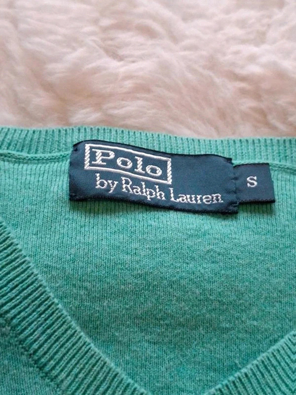 Pull Ralph Lauren Col V Vert / Turquoise T.S / S – Polo Ralph Lauren – taille S 3