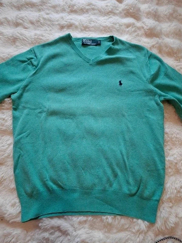 Pull Ralph Lauren Col V Vert / Turquoise T.S / S – Polo Ralph Lauren – taille S 4