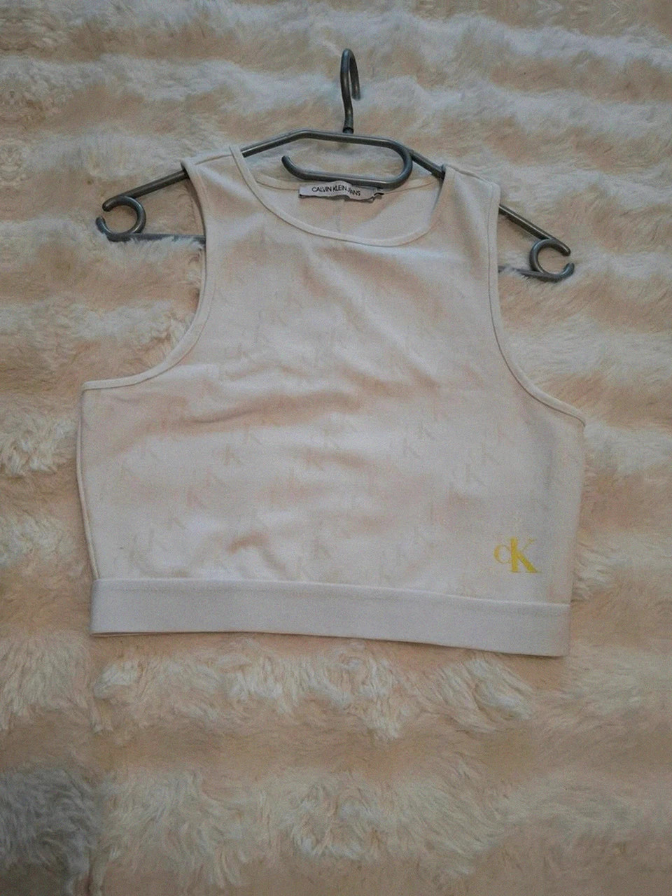 Crop top / Débardeur blanc monogrammé Calvin Klein Jeans - Taille S