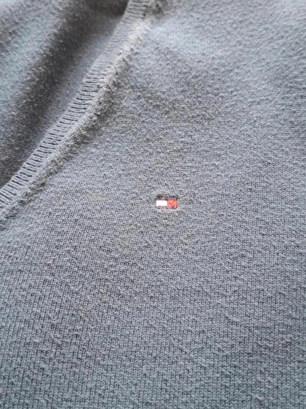 Léger Pull-over Col V Tommy Hilfiger Bleu Canard T.S – Tommy Hilfiger – taille S / 36 / 8 2