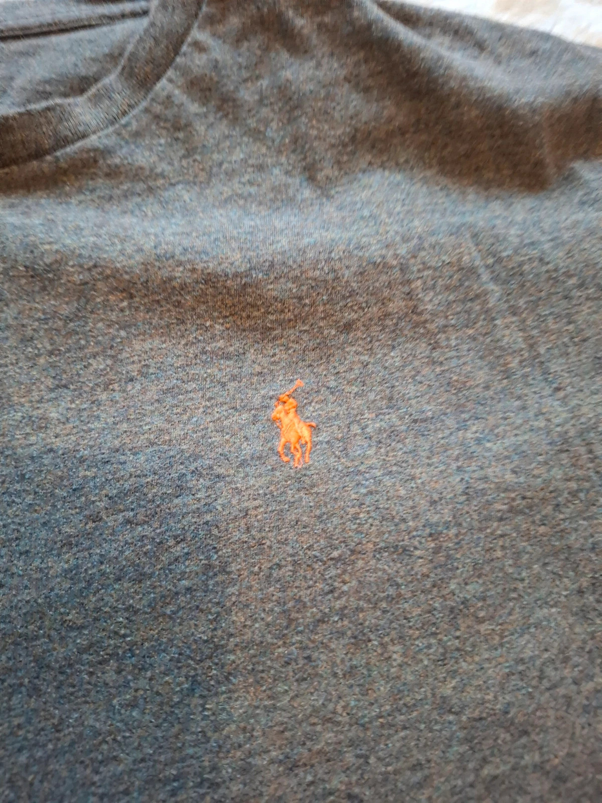 T-shirt gris chiné Polo Ralph Lauren logo orange brodé taille XL – Polo Ralph Lauren – taille XL 2