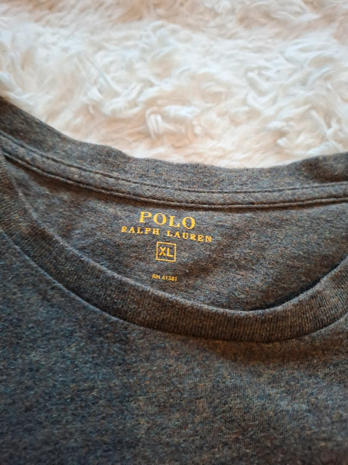 T-shirt gris chiné Polo Ralph Lauren logo orange brodé taille XL – Polo Ralph Lauren – taille XL 3