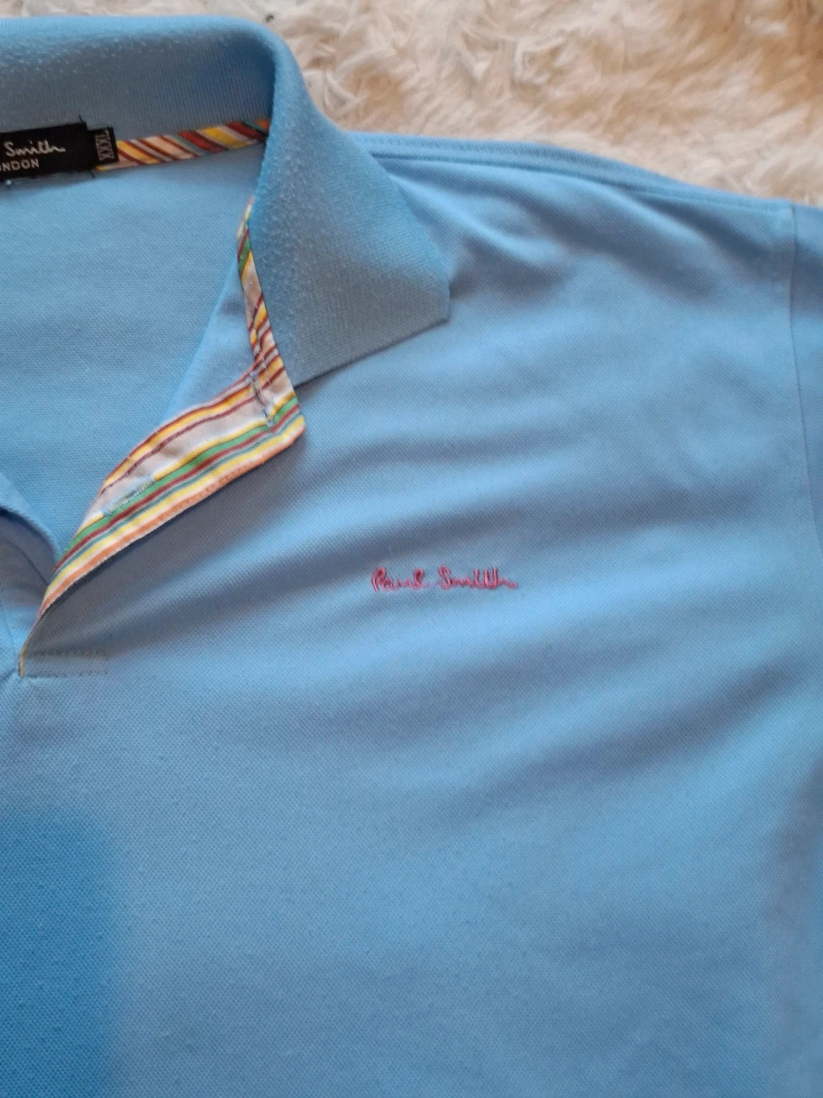 Polo bleu ciel Paul Smith London logo brodé détails rayés taille XXXL – Paul Smith – taille XXXL 2