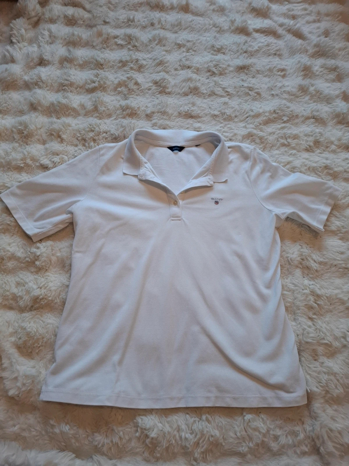 Polo blanc Gant écusson brodé classique coupe droite taille M