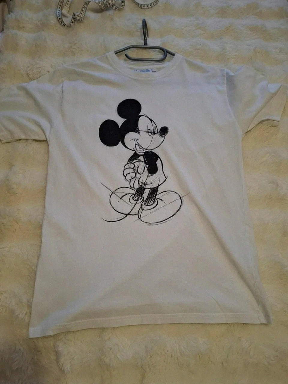 T-shirt blanc esquisse vintage Mickey Mouse Disneyland Paris - Taille L