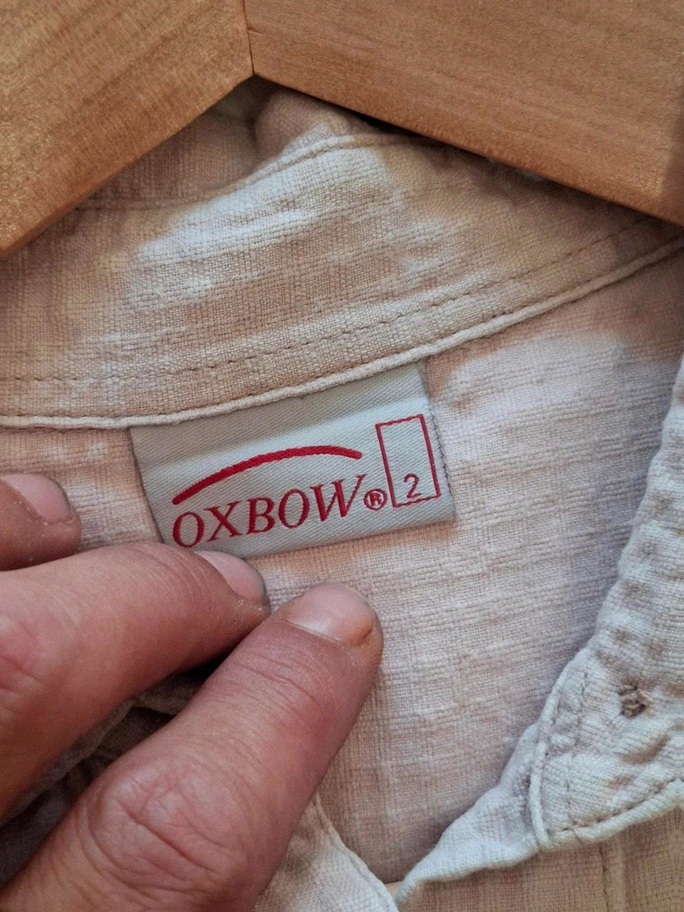 Chemise rétro Oxbow manches longues - Rose poudré / Beige - Taille 2 (S/M) – Oxbow – taille M / 38 / 10 4
