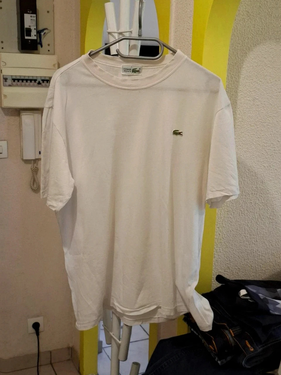 T-shirt vintage blanc en coton Lacoste - Taille L / 5