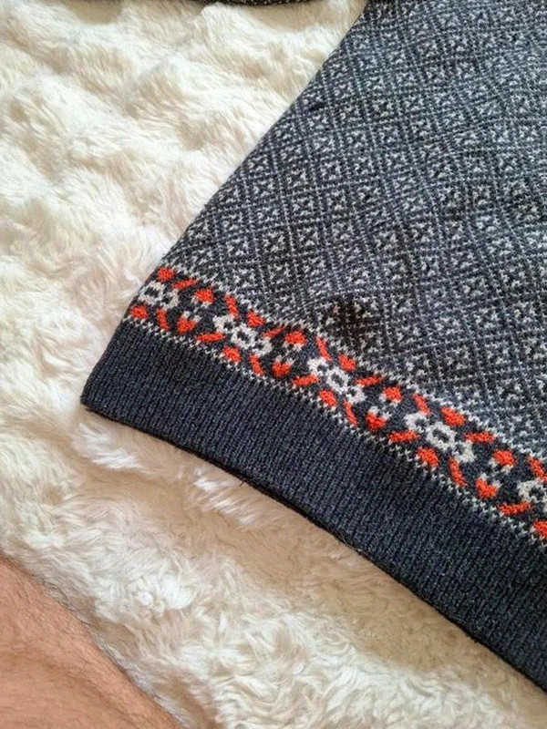 Pull-over Oxbow Gris & Orange Motifs Norvégiens T.L – Oxbow – taille L 2