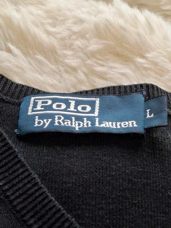 Pull-over Noir en Coton Pima by Ralph Lauren Col V T.L – Polo Ralph Lauren – taille L 2