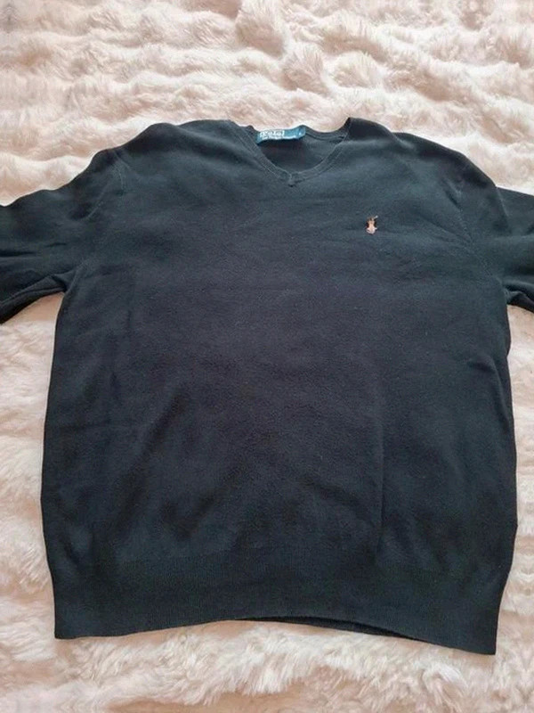 Pull-over Noir en Coton Pima by Ralph Lauren Col V T.L – Polo Ralph Lauren – taille L 4
