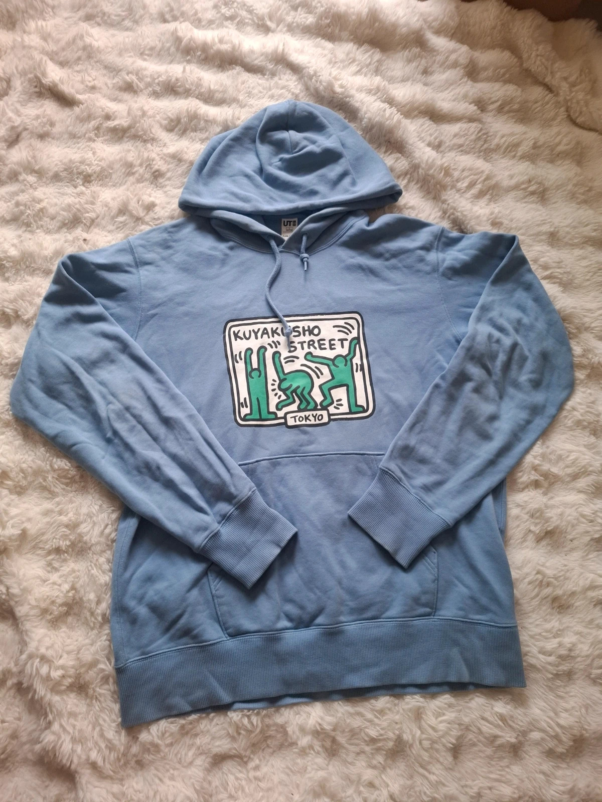 Sweat à capuche bleu ciel Uniqlo UT x Keith Haring Tokyo taille L