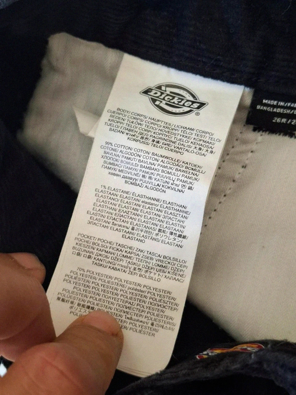 Pantalon cargo en velours côtelé noir / carpenter Dickies - Taille 26R (Femme / 34) – Dickies – taille S / 36 / 8 5