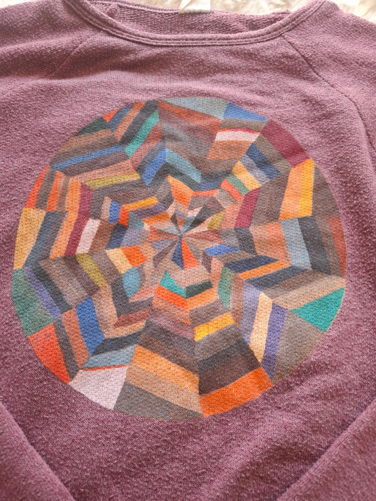 Sweat vintage rose mauve motif graphique géométrique Obey Made in USA XS – Obey – taille XS / 34 / 6 2