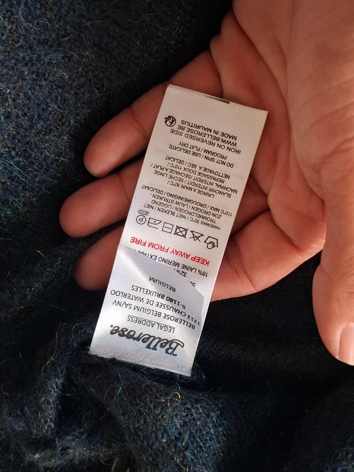 Pull mohair et laine mérinos Bellerose bleu motif feuillage taille 4 – Bellerose – taille XL / 42 / 14 4