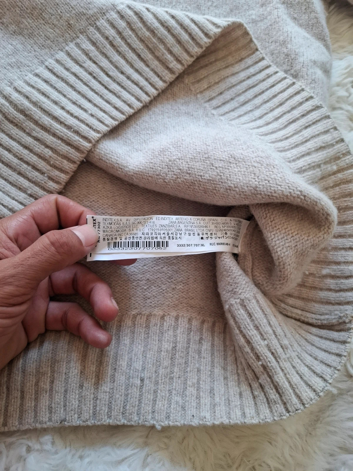 Pull col roulé beige chiné 70% laine oversize Zara taille XL – Zara – taille XL 5