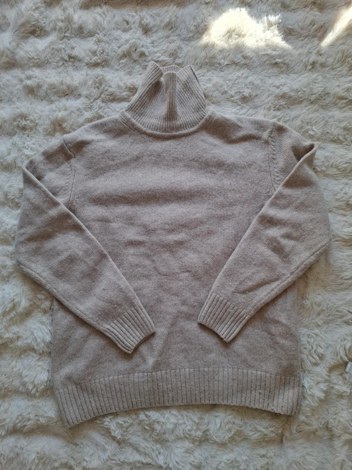 Pull col roulé beige chiné 70% laine oversize Zara taille XL