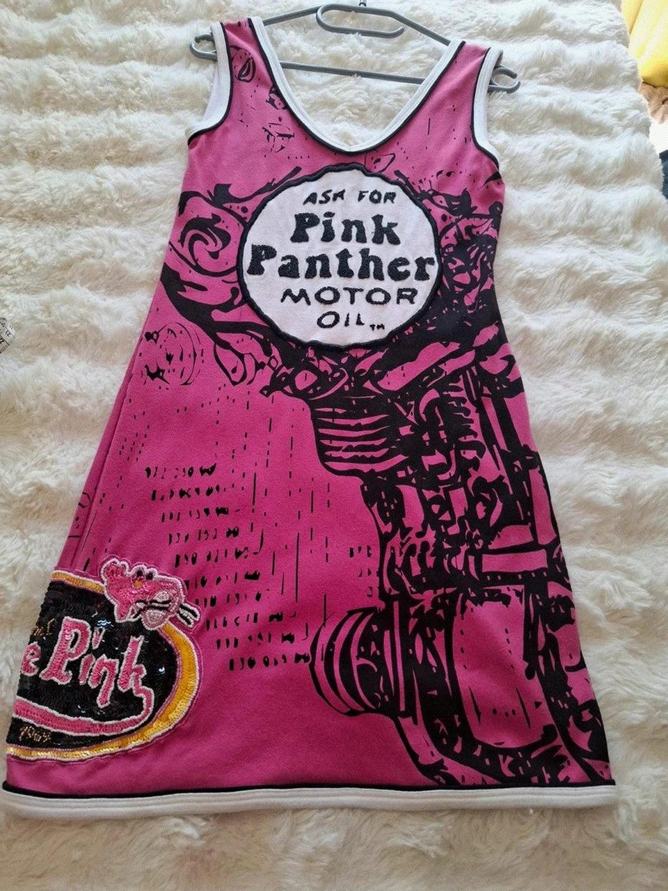 Débardeur Long / Robe "Pink Panther" (Gone Pink / Motor Oil) - Noir & Rose – taille S / 36 / 8 2